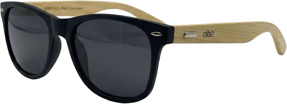 Óculos De Sol Premium Masculino King One, Lente CR-39 Polarizada UV400, Preto Fosco, Madeira ECO, Case Couro Incluso, Marca ABÊ CLUB