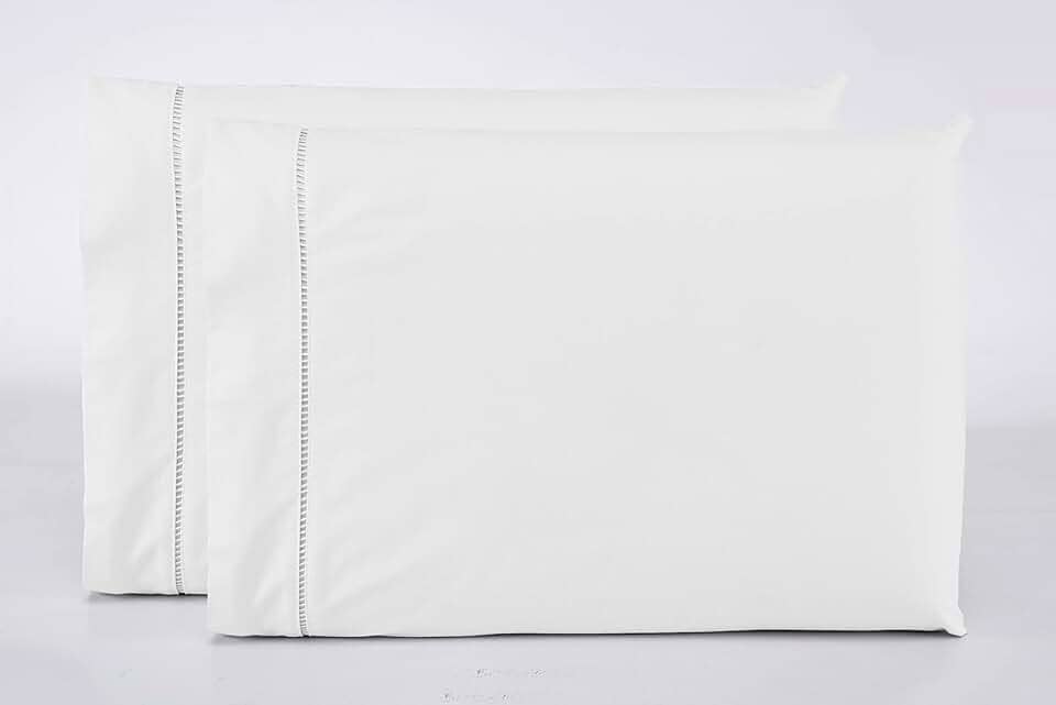 Kit 2 Fronhas Avulsas Percal 400 Fios Ponto Palito 100% Algodão (White)
