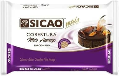Chocolate Cobertura Meio Amargo em Barra Mais 2,1Kg Sicao