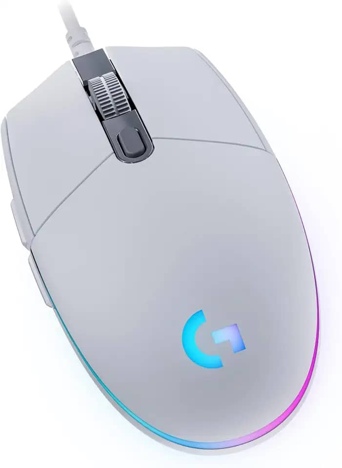 Mouse Gamer Logitech G203 LIGHTSYNC RGB, Efeito de Ondas de Cores, 6 Botões Programáveis e Até 8.000 DPI - Branco
