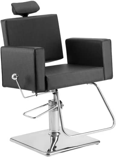 Cadeira Cabelereiro Barbeiro Poltrona Reclinável Estofado Salão de Beleza Square Class Preta