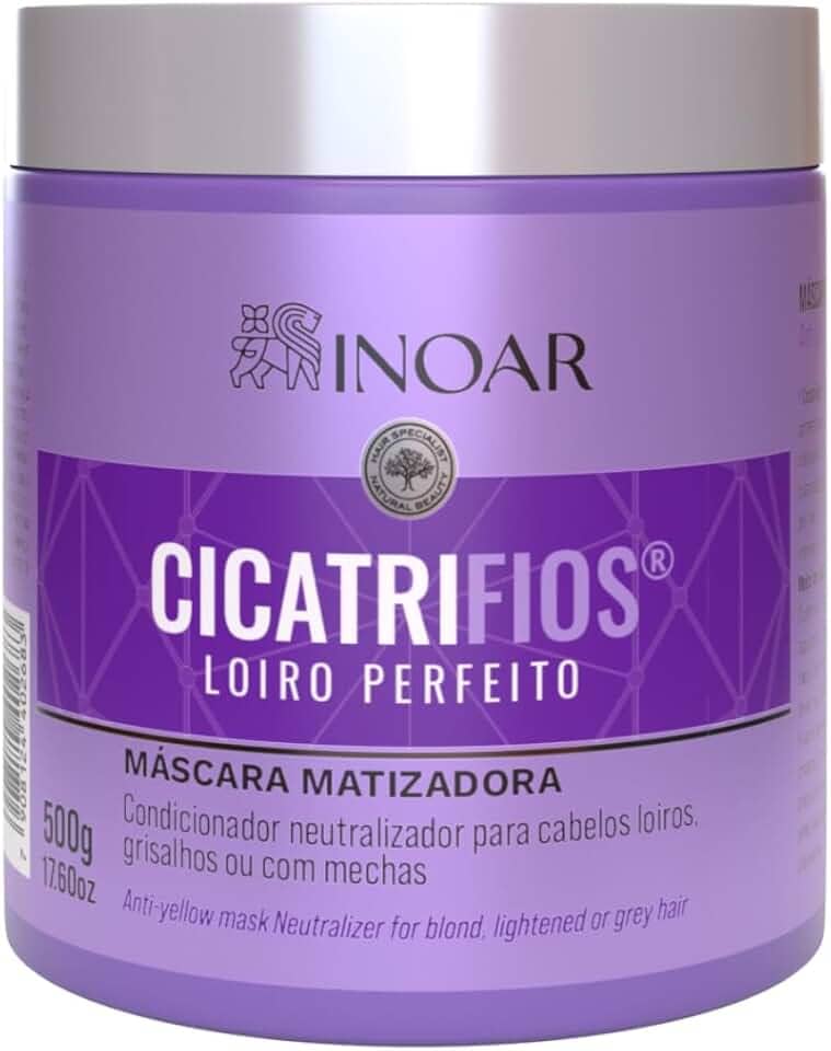 Inoar, Cicatrifios Loiro Perfeito, Máscara, Matização, Brilho Intenso E Restauração Da Cor Natural Dos Fios - 500G