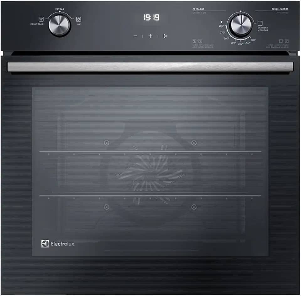 Forno de Embutir Electrolux a Gás 80L Efficient com PerfectCook360 Preto OE8GH 220v