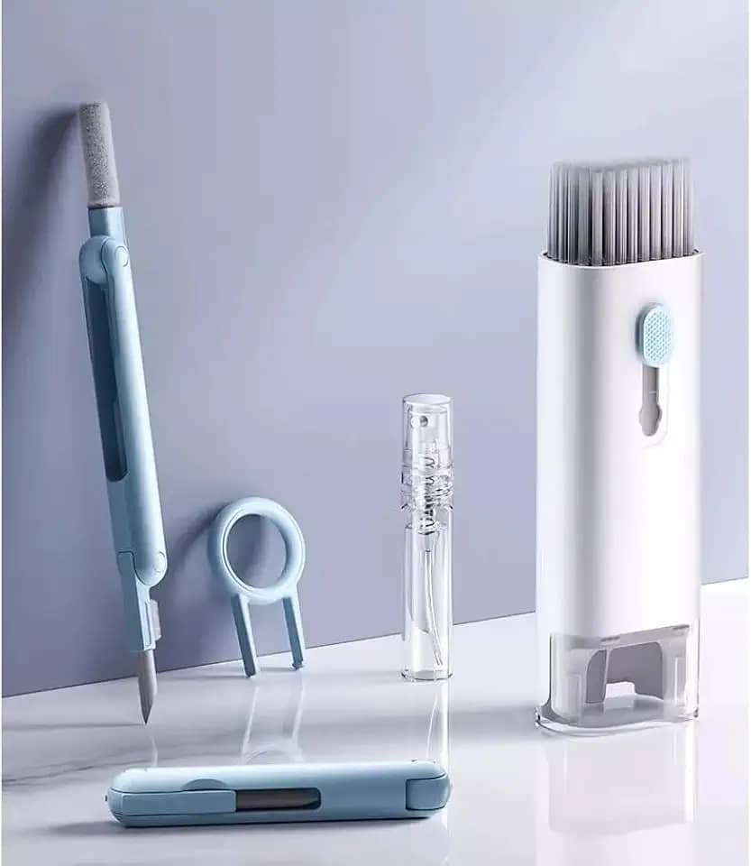 Kit Limpeza 7 em 1 para Eletrônicos – Limpa Celular, Notebook, Teclado, Fones e TV | Portátil, Completo e Multiuso (BRANCO)