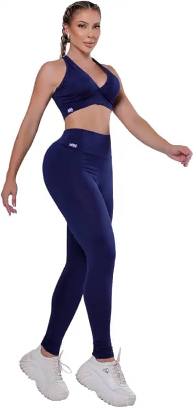 Conjunto Fitness Basic Marinho Academia Feminino BRAZILIAN FITNESS AQN