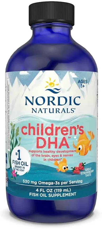 Nordic Naturals DHA Infantil, Morango - 4 Oz Para Crianças - 530 Mg Ômega-3 Com EPA E DHA - Desenvolvimento E Função - Não-OGM - 48 Porções 4 Fl Oz (Pacote De 1)