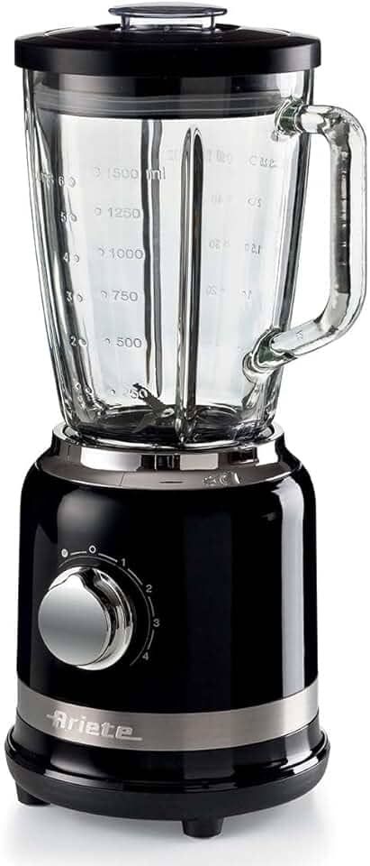 Ariete 585, Liquidificador Linha Moderna, Copo de Vidro 1.5 L, 4 Lâminas de Aço Inoxidável, 4 Velocidades + Pulso, 1000 Wats - 127V, Preto