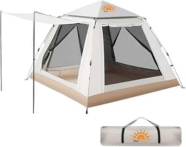 Barraca de Camping 2-4 Pessoas Impermeavel, Praia e Outdoor, Fácil Montagem, Proteção UV/Chuva/Vento, Ideal para Famílias e Aventureiros