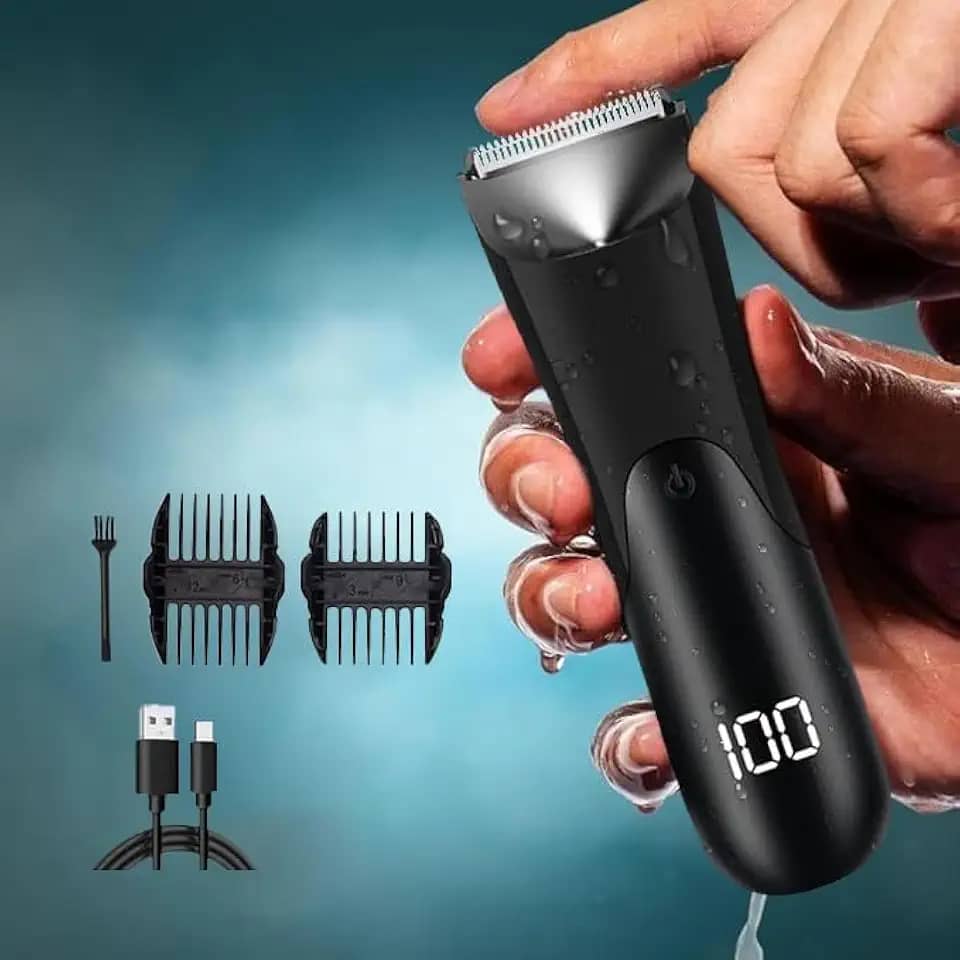 Maquina de barbear Recarregável e Portátil, 2 em 1 aparador depilador, Lâmina de Cerâmica e Iluminação LED, para Barba, Corpo, Ouvido e Uso Geral, aparador de pelos intimos masculino, maquininha de barbear