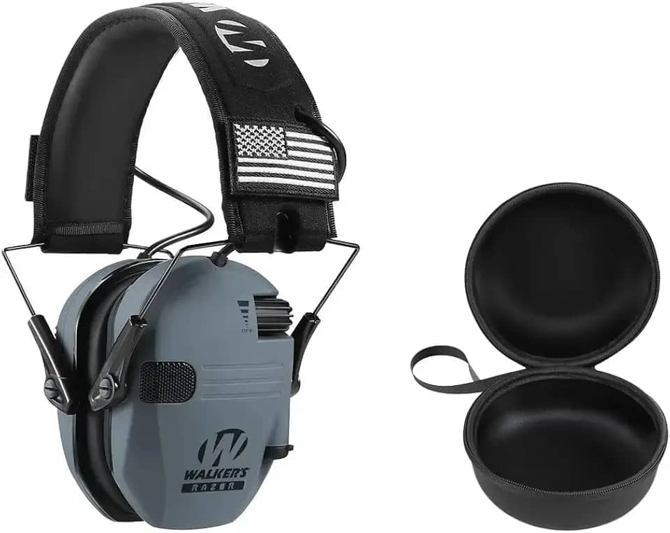 Proteção de Redução de Ruído Adulto, Abafador Protetor de Ouvido Tático, Abafador De Ruído Eletrônico Walkers Razor, Abafador Tiro Esportivo (Cinza)