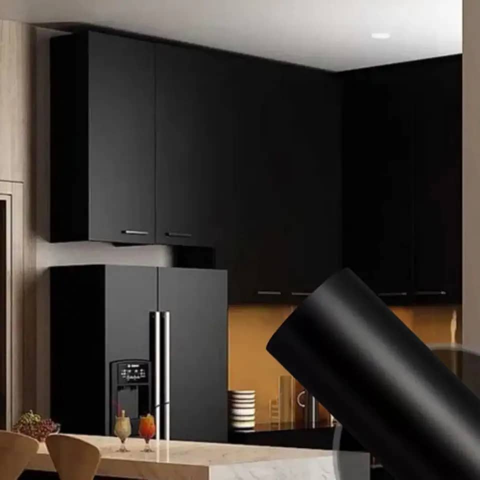 Papel Contact Adesivo 10 Metros 45cm Preto Fosco Lavável