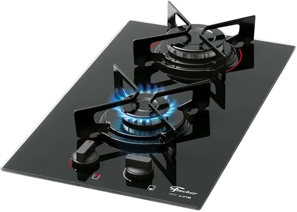 FISCHER COOKTOP À GÁS 2 BOCAS FIT LINE MESA VIDRO PRETO BIVOLT - 27185-60015