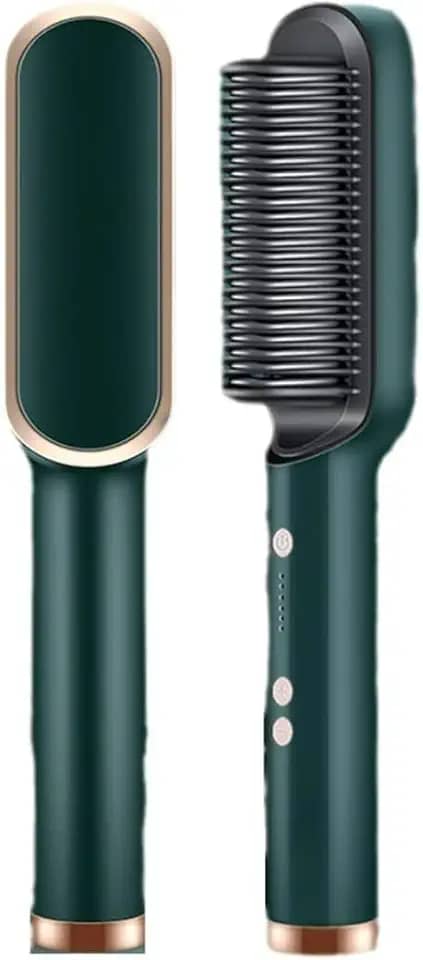 Escova Alisadora Bivolt 5 Em 1 - Alisa, Hidrata, Modela, Alinha E Anti-Frizz(Verde)