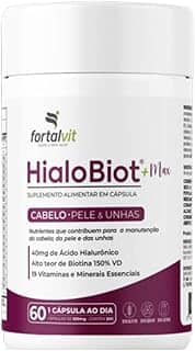 HIALOBIOT - Cabelo, Pele e Unhas - Ácido Hialurônico, Biotina Alto Teor, Longa Duração 2 Meses de Uso, 19 Vitaminas e Minerais Essenciais, 60 Cápsulas, HialoBiot, Fortalvit