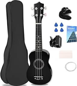 Ukulele 21 Polegadas, Ukulele Preto, Acústico Soprano, Ukulele Concert, Violao Acustico, Violão Iniciante