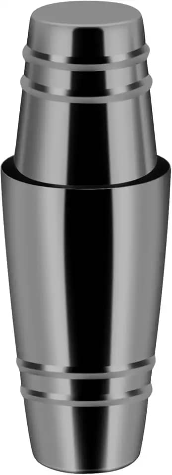 Coqueteleira Boston Shaker: Conjunto de coqueteleiras pesadas de 18 e 800 ml de aço inoxidável, latas Boston de metal pesado de duas peças (copo medidor em relevo) (preto)