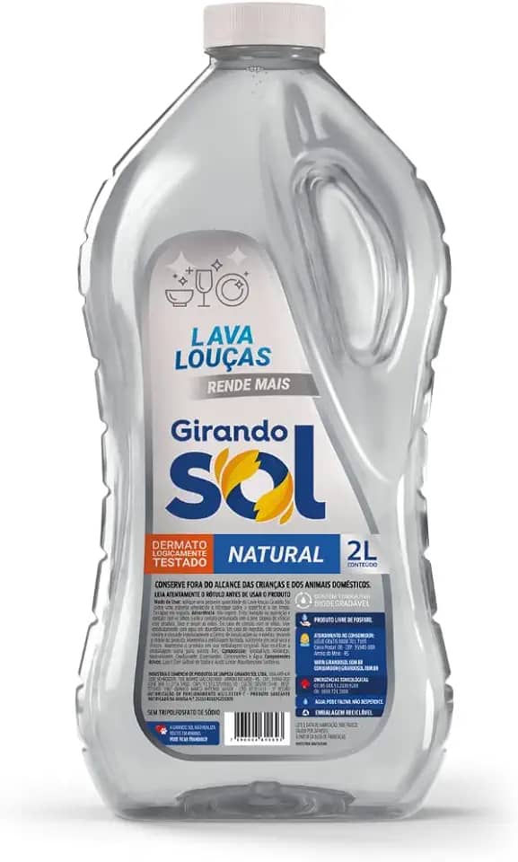 Girando Sol Detergente Lava-Louças Natural 2L Translúcido