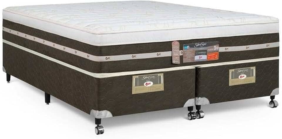 Cama Box + Colchão Castor Queen Silver Star Air One Face Tecnopedic 158x198x59cm