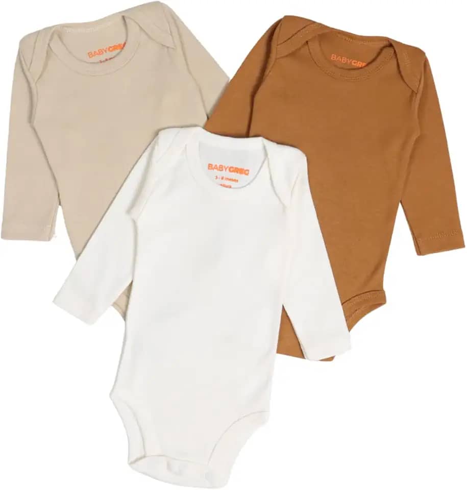 Kit 3 Body Minimalista Manga Longa Para Bebê Unissex Menina Menino Baby Greg - 100% Algodão 0 A 9 Meses