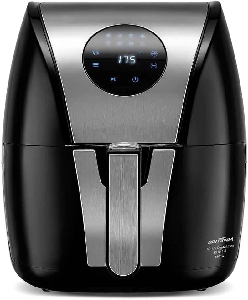 Fritadeira Air Fry Digital Britânia, Pretanox, 1500W - Revestimento Antidaderente, 5L,BFR41PI 220V