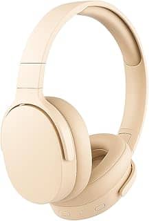 Fone de Ouvido Bluetooth 5.3 Headphone On-ear Sem Fio Fone Para Academia e Corridas, com Cancelamento de Ruído Dobrável com microfone Integrado PREMIUM (Bege)