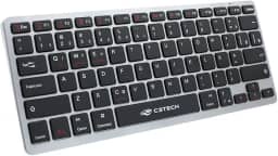 C3Tech, K-BT50BK, Teclado Bluetooth Recarregável, sem fio, compacto atalhos Multimidia Anti-Respingo bateria interna recarregavel com cabo USB tipo C, Preto