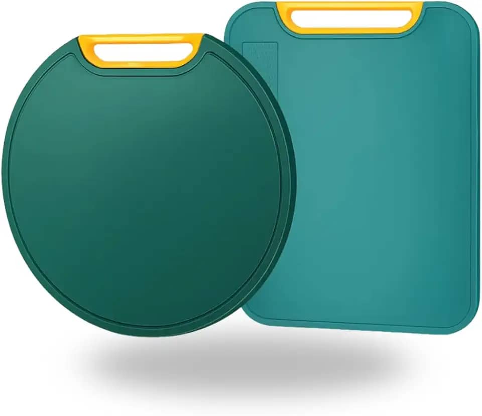 Kit 2 Tábuas De Corte Antibacteriana Para Frutas, Legumes E Carnes Antiderrapante, Resistente E Fácil De Limpar Cozinha Gourmet Verde