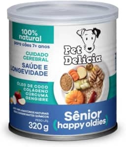 Pet Delícia Sênior +7 Anos com Colágeno Natural 320g Pet Delícia Raça Idosos, Sabor Frango 320g