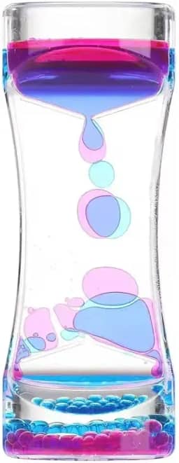 Ampulheta de Movimento Líquido Sensorial – Temporizador com Bolhas de Óleo, Relaxamento, Alívio do Estresse e Ansiedade, Calmante e Decorativo para Escritório, Crianças e Adultos (Azul + Rosa)