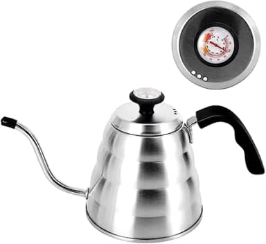 Chaleira Barista com Termomentro Bico de Ganso Fino INOX 1,2L