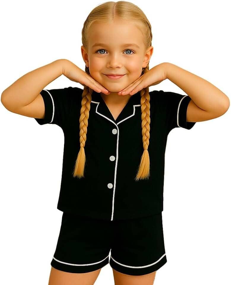 Pijama Infantil Menina Verão Americano Blusa com Gola e Short Brenda