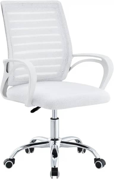 Evolux, Cadeira Giratória Escritório Zebrada Design Moderno, Conforto Ajuste de Altura, para Home Office, ou Escritório Durabilidade, Facilidade Movimento na Cor Branca.