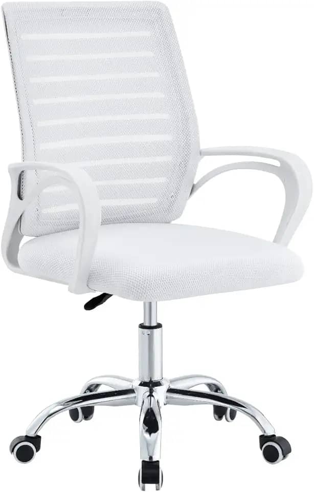 Evolux, Cadeira Giratória Escritório Zebrada Design Moderno, Conforto Ajuste de Altura, para Home Office, ou Escritório Durabilidade, Facilidade Movimento na Cor Branca.