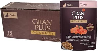 Ração Úmida GranPlus Gourmet Gatos Adultos Salmão 85g - Pack com 18 unidades