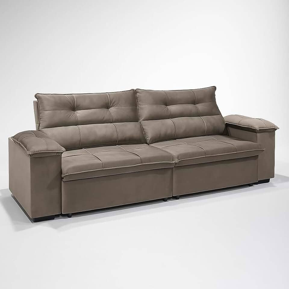 Sofá 3 Lugares Reclinável e Retrátil Bel Veludo 2,00m LIMOV