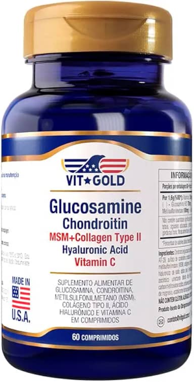 Glucosamina, Condroitina, MSM, Colágeno Vitgold 60 comprimidos