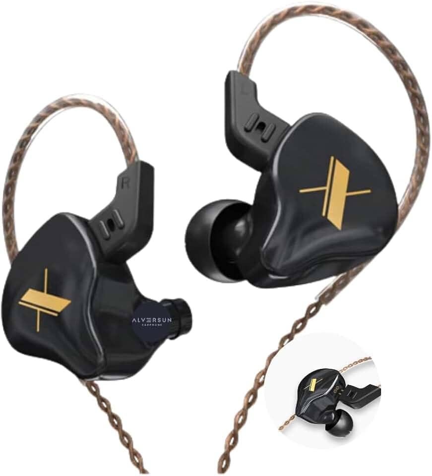 Fone de Ouvido Profissional KZ EDX Intra-auricular, Driver Dinâmico Magnético Composto de 10mm, Cabo Substituível, Original - Ideal para Cantores e Músicos - AlverSun (PRETO)
