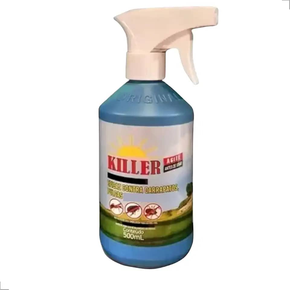 Killer Spray - Contra Carrapatos e Pulgas - Para Cães e Gatos - Todas as Idades e Portes - 500ml