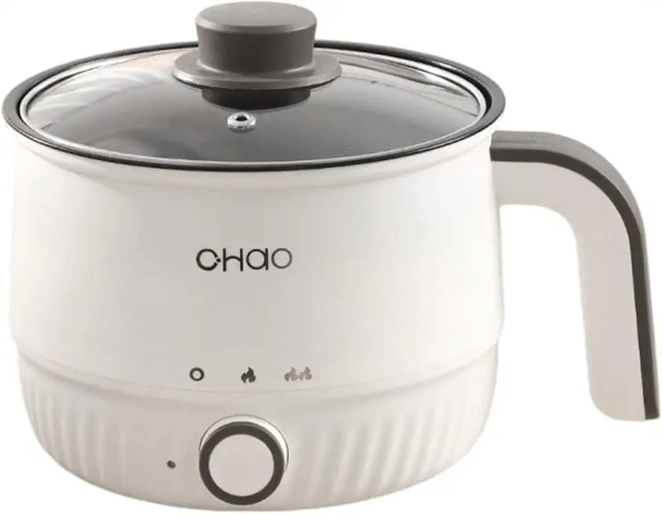 KiBcsLic Mini panela elétrica para macarrão instantâneo, 2 configurações de velocidade, 1,8 L, panela antiaderente multifuncional para sopa, ensopado, Sem Vaporizador