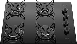 Cooktop 4 Bocas Preto Mesa de Vidro Atlas Agile Up Mega Chama Bivolt