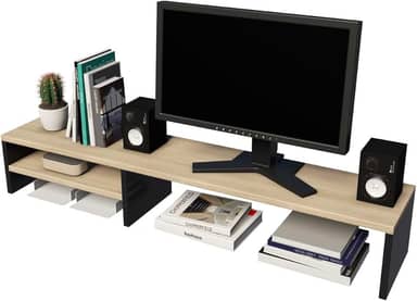 Suporte Para Monitor Elevado Mesa Home Office Setup Gamer Organizador MDP 100cm (Pé Preto)