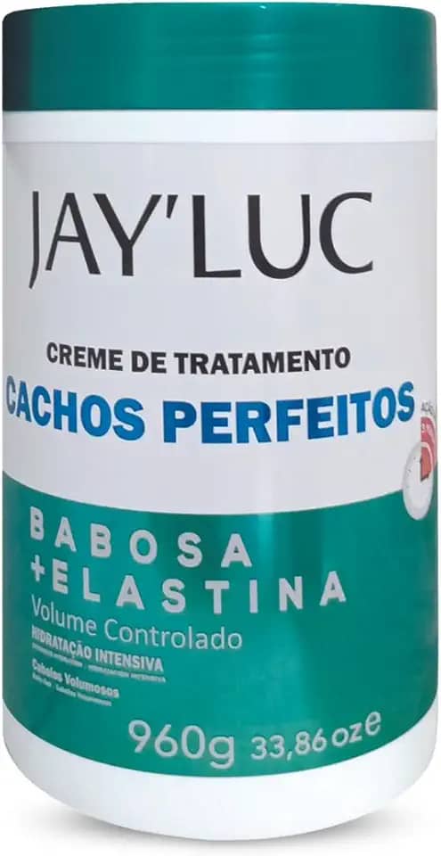 Creme De Tratamento Cachos Perfeitos Jay Luc 960G Creme De Tratamento De Cabelo Com Babosa E Elastina Verde Cabelos Cacheados Hidratação Intensiva Ação Imediata Em 3 Minutos
