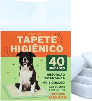 Tapete Higiênico Totus Life PREMIUM para Cães, 40 Unidades, Tamanho Grande 60x60cm, Super Absorvente com Controle de Odor para Treinamento de Filhotes