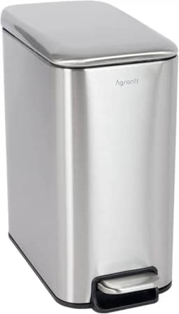 Agrantt Lixeira Com Pedal Aço Inox Escovado 5 Litros Lixo Sistema Soft Close Balde Removível (Inox Escovado)