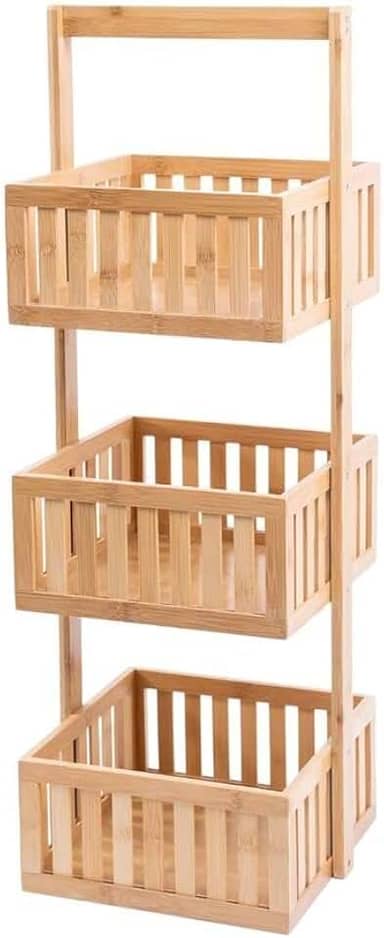 Oikos - Estante Fruteira Ripada de Bambu 3 Andares Organizador Multiuso Sustentável para Casa