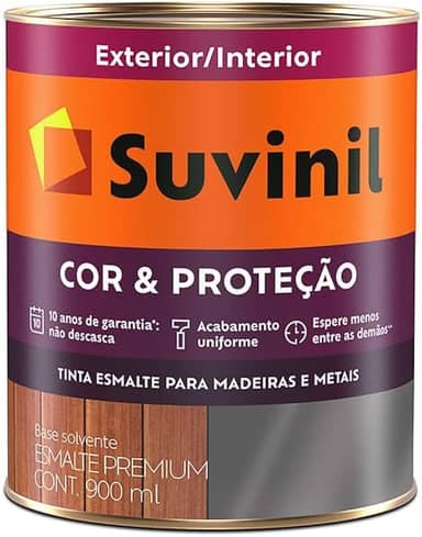 Tinta Esmalte Sintético Cor e Proteção Acetinado Para Madeira e Metal Branco 900ml - SUVINIL - Tinta Esmalte Sintético Cor e Proteção Acetinado Para Madeira e Metal Branco 900ml - SUVINIL