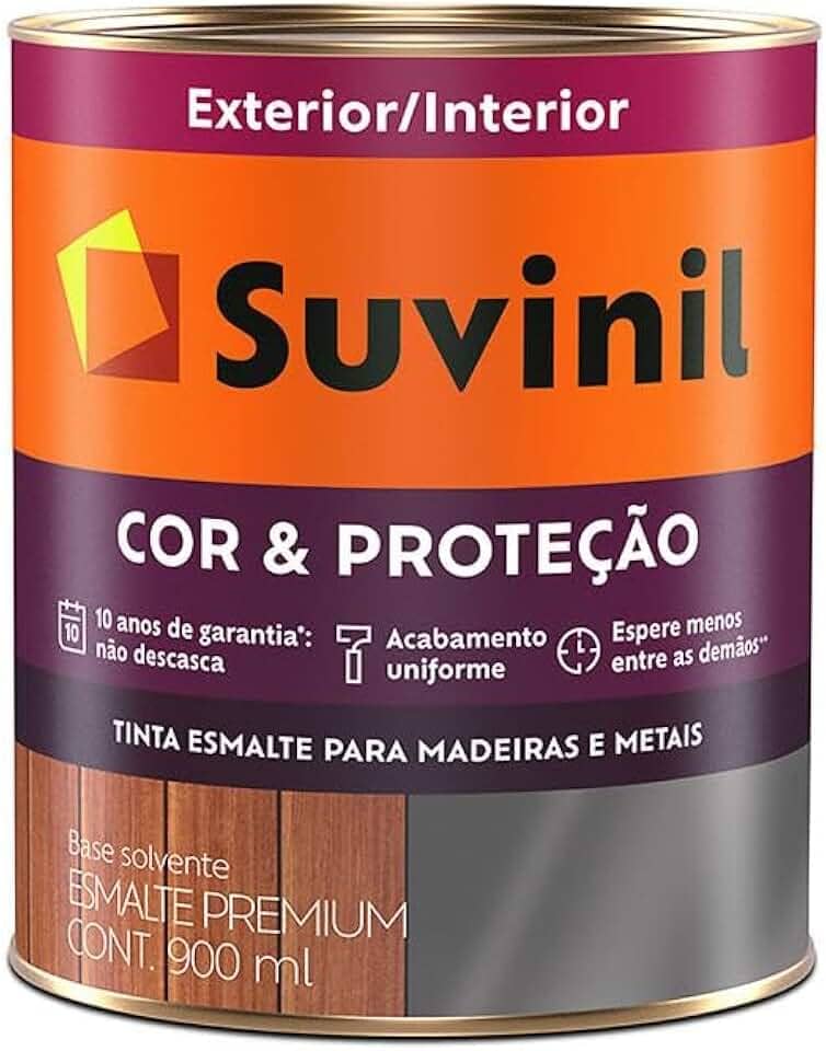 Tinta Esmalte Sintético Cor e Proteção Acetinado Para Madeira e Metal Branco 900ml - SUVINIL - Tinta Esmalte Sintético Cor e Proteção Acetinado Para Madeira e Metal Branco 900ml - SUVINIL
