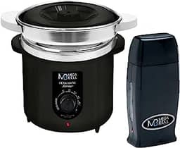 Kit Depilação Termocera 400gr Com Refil Preta + Aquecedor de Cera Roll-on Preto Mega Bell