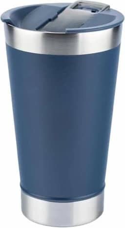 Copo Térmico com Tampa Inox 473ml - Parede Dupla de Aço para Bebidas Quentes ou Frias com Abridor Ideal para Café Chá Cerveja Viagem Escritório Portátil Não Vaza Design Leve Elegante Anti-vazamento