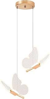 Lustre Pendente LED Two Butterflies, Luminária Pendente Ouro Com Temperatura Tricolor, 3000K-6000K